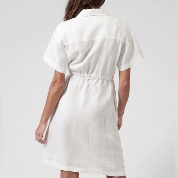 ATHLETA Playa Wrap Dress Women Size 2 White Linen Beachy Coverup - Picture 2 of 12